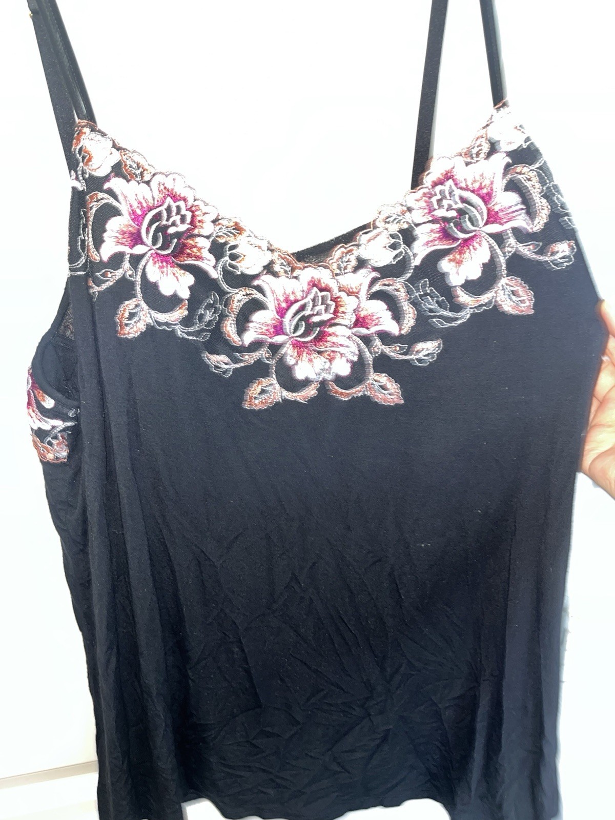 Soma Lined Fairy Soft Delicate Floral Embroidery Adjustable Camisole Top Size XL