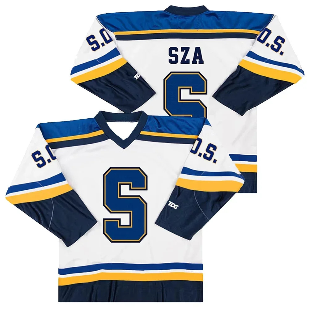 SZA SOS Blind Graphic Hockey Jersey Number 7 Long Sleeve Streetwear Unisex S-4XL