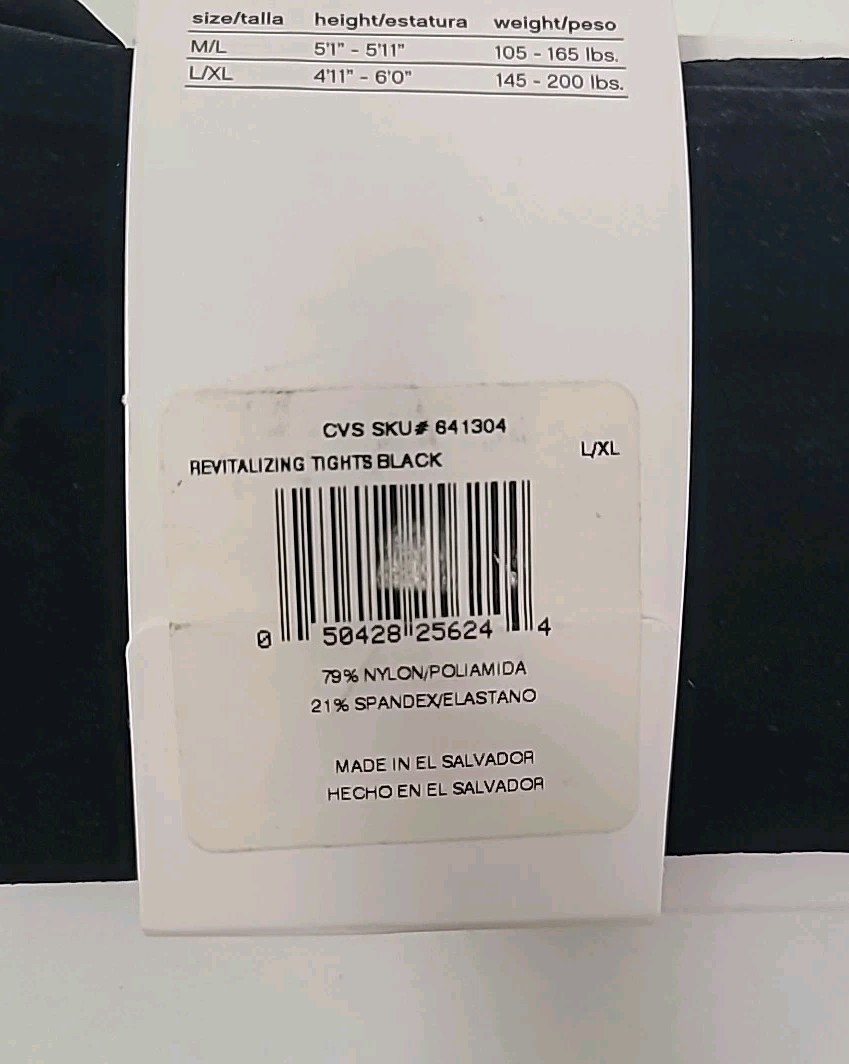 Hanes Silky Revitalizing Tights Opaque Leg L/XL Black Graduated Compression x3