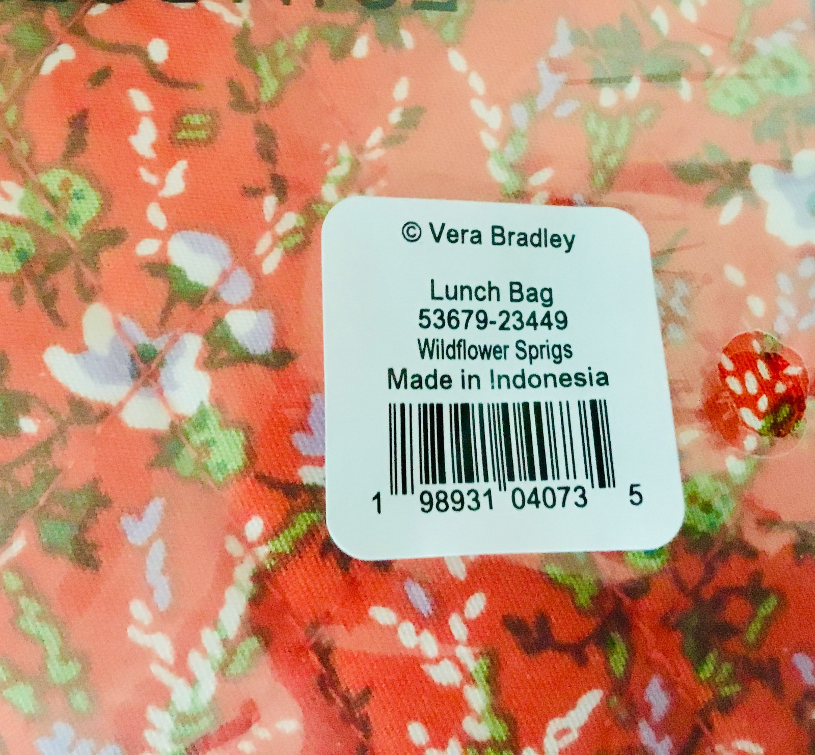 Vera Bradley ~ “Wildflower Sprigs” ~ Lunch Bunch Bag ~ NWT