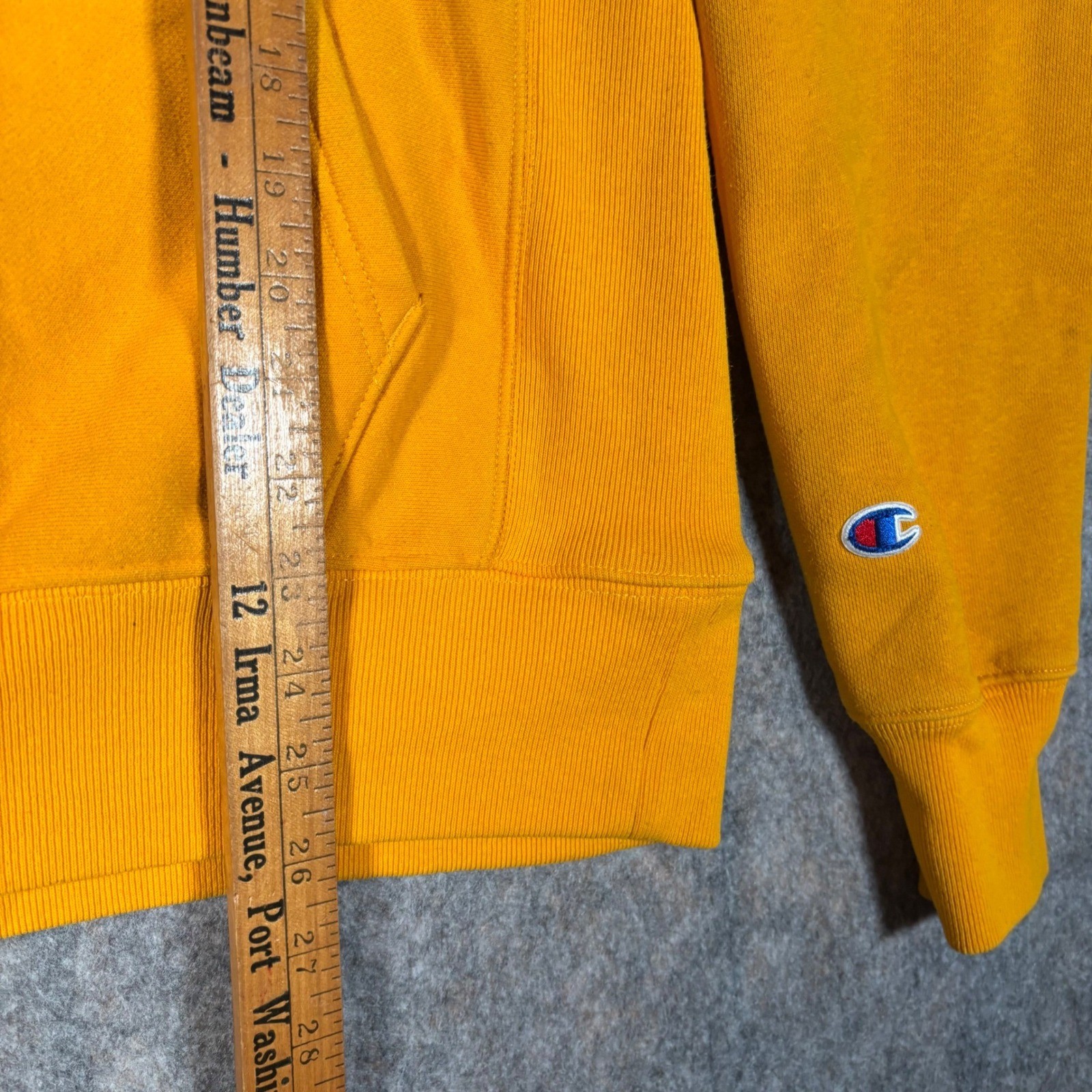 Champion Reverse Weave Hoodie Mens Medium Yellow GF68 BYC Vintage Pullover