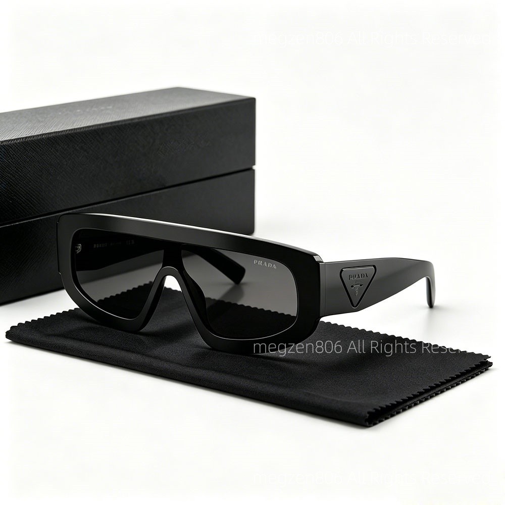 Prada D10S Shield Sunglasses Unisex Women/Men Black Frame / Gray Lenses Shades