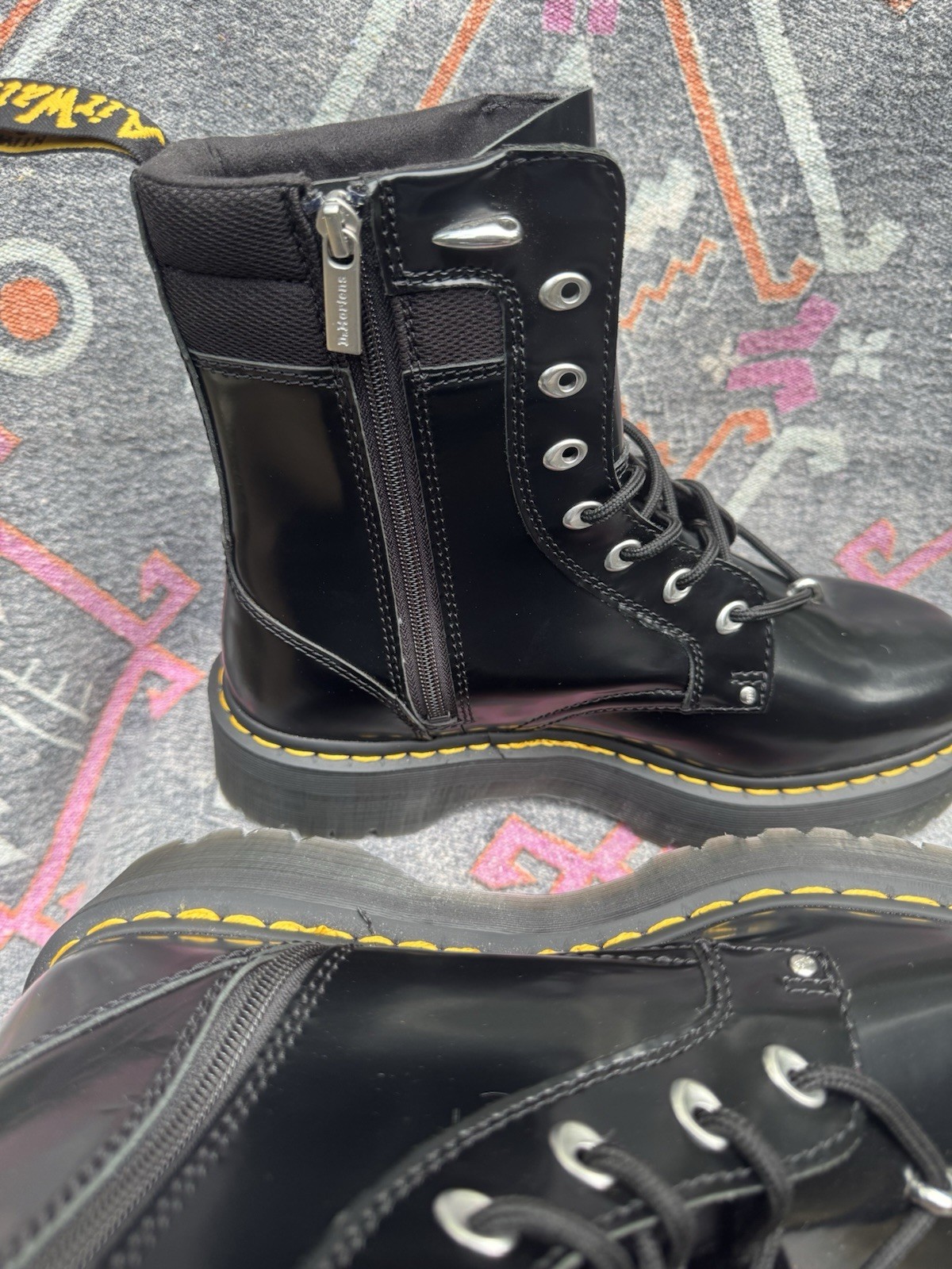 Dr. Martens Men’s Size 12 Platform Black Lace Up Combat Boot W Zipper Jadon II