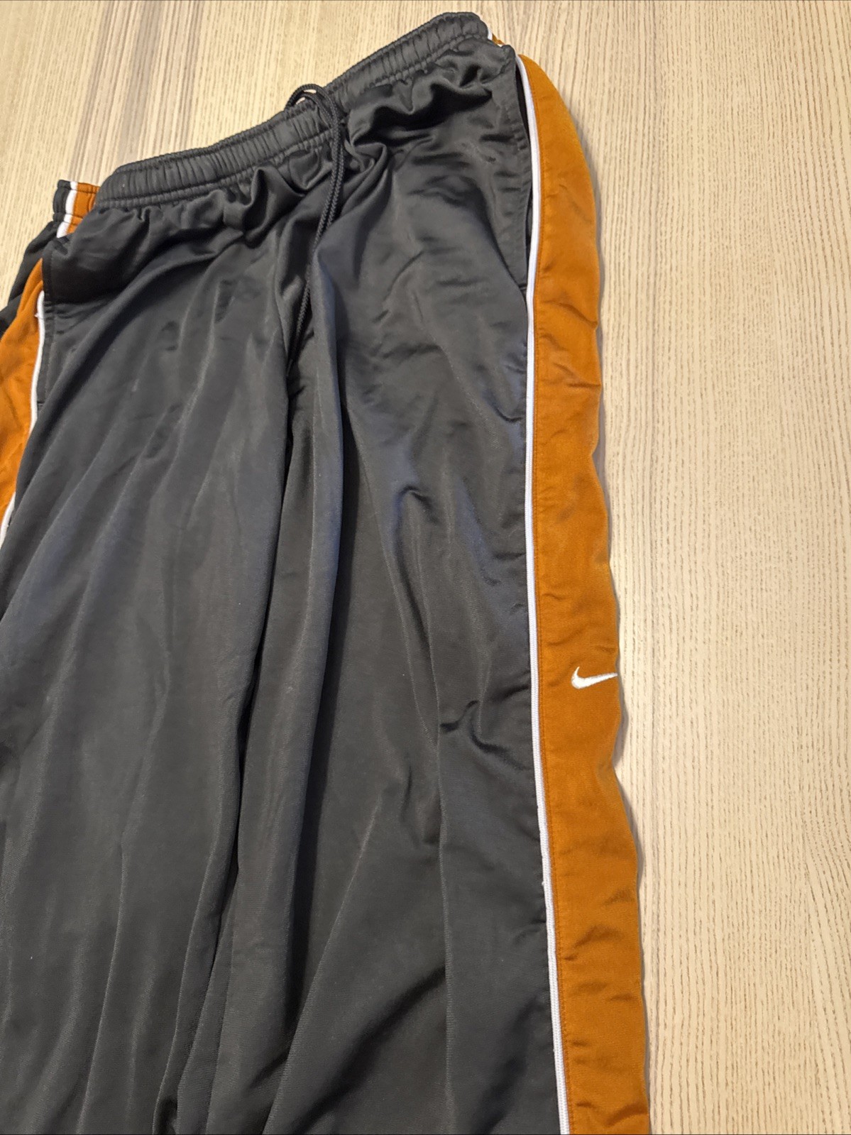 Vintage Nike Track Pants Charcoal Grey Orange Piping Wide Leg Y2K Streetwear XL