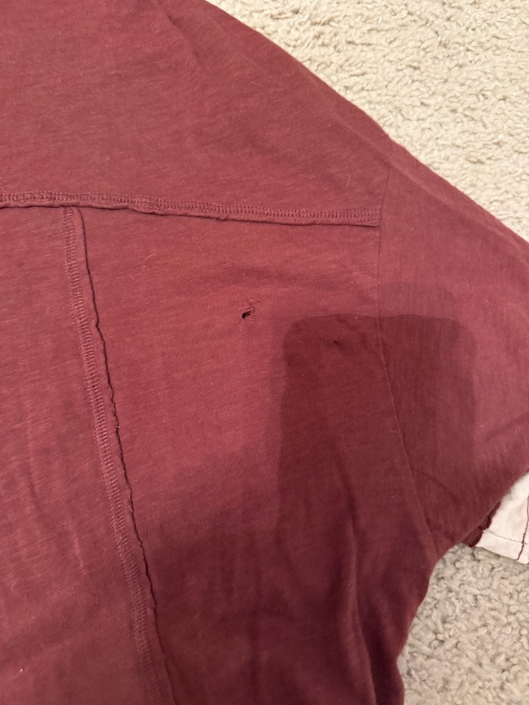 Aerie Women’s Oversized Raw Hem Ringer T-Shirt in Burgundy