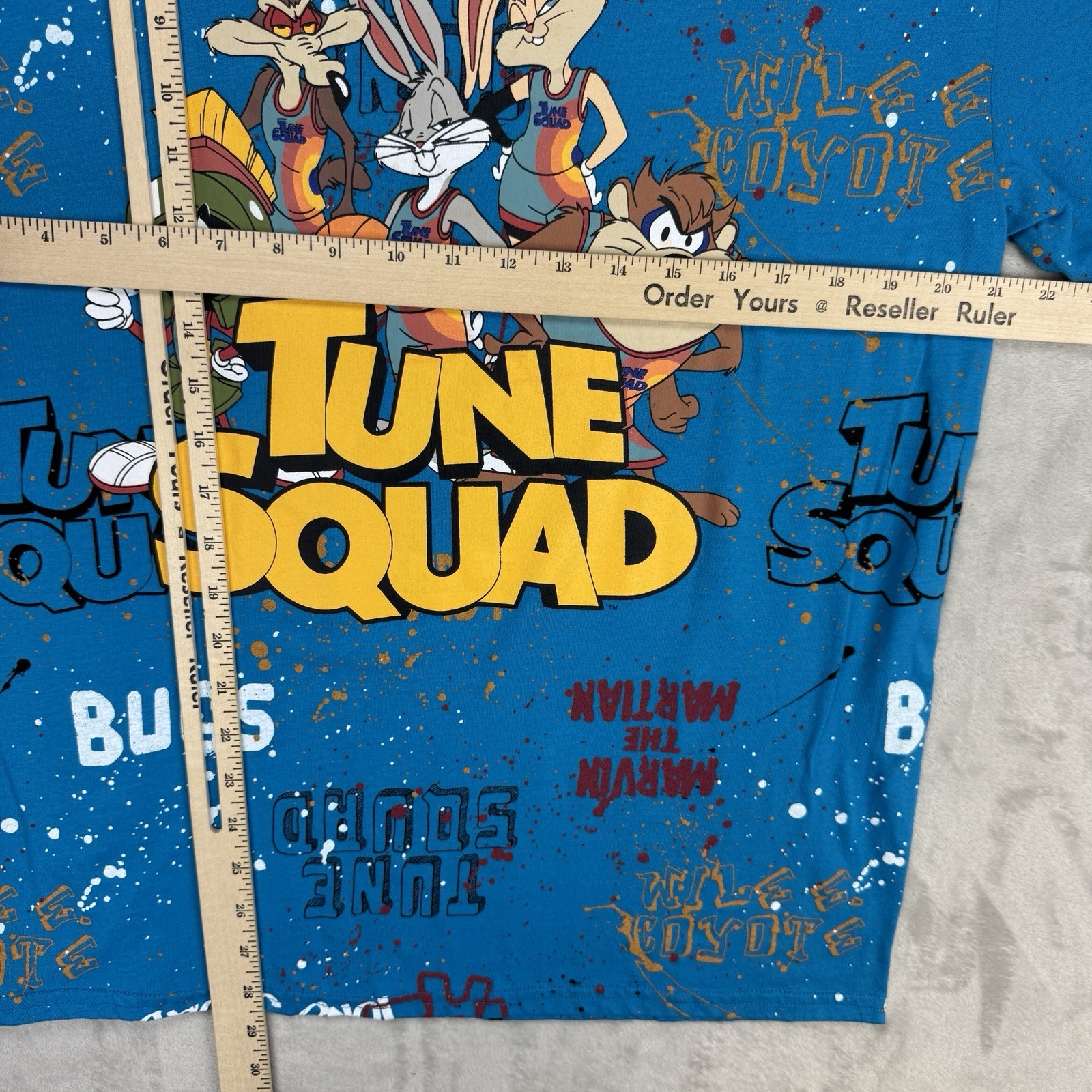 XL Space Jam Tune Squad All Over Print Tee Mens Taz Marvin Looney Tunes Bugs