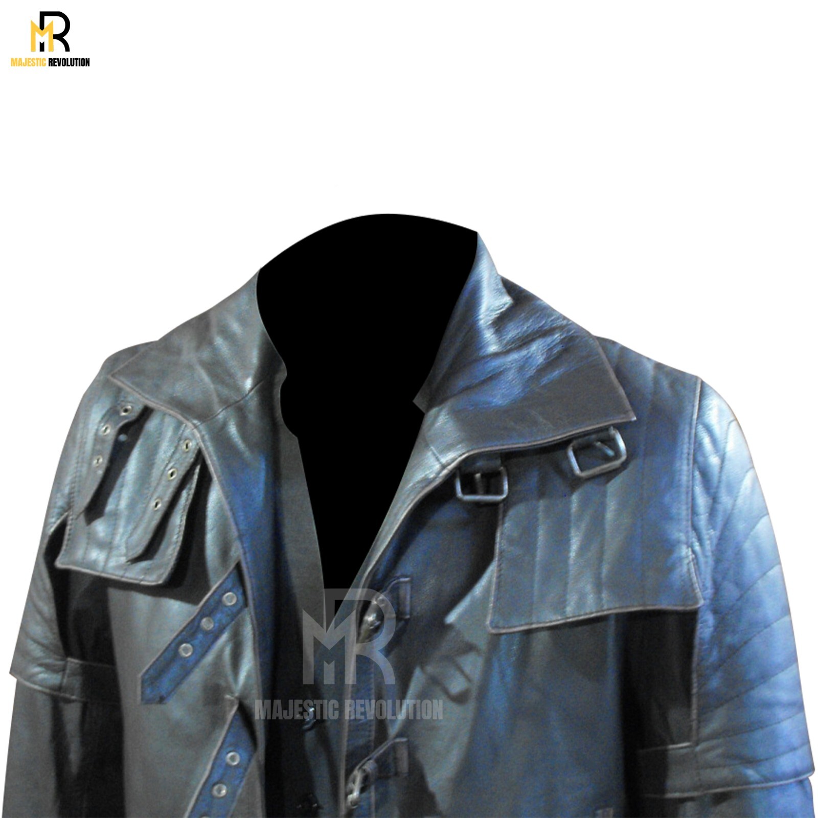 VAN HELSING Men’s Black Lambskin Long Trench Leather Full-Length Duster Coat