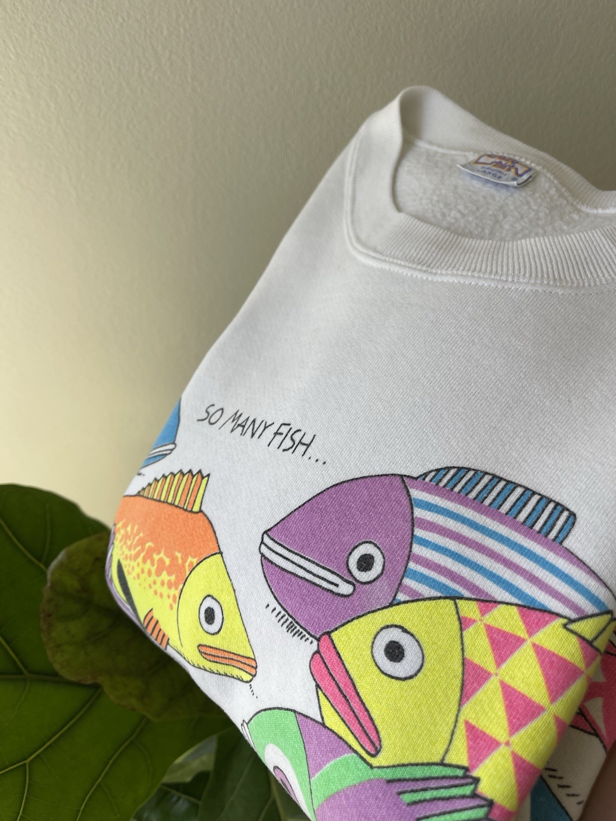 Vintage Crazy Shirt B Kliban Cat So Many Fish So Little Time Sweatshirt Size L