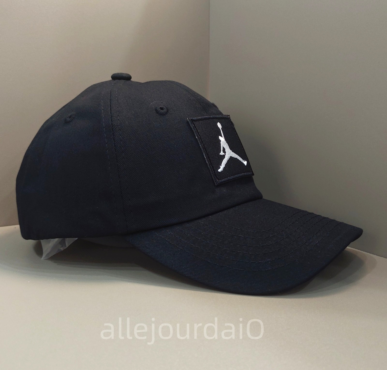 Jordan Black Square Embroidered Outdoor Casual Black Baseball Cap Adjustable