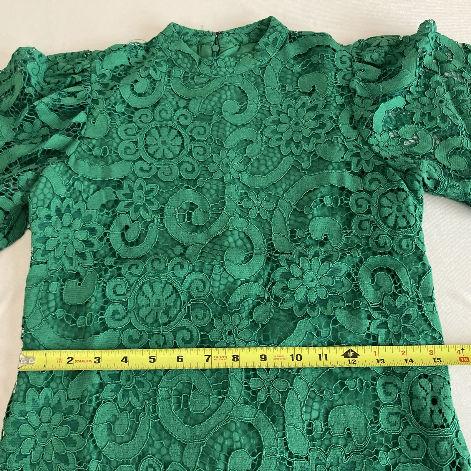 Nanette Lepore Green Lace A-Line Dress Size 2 Mock Neck Knee Length NEW