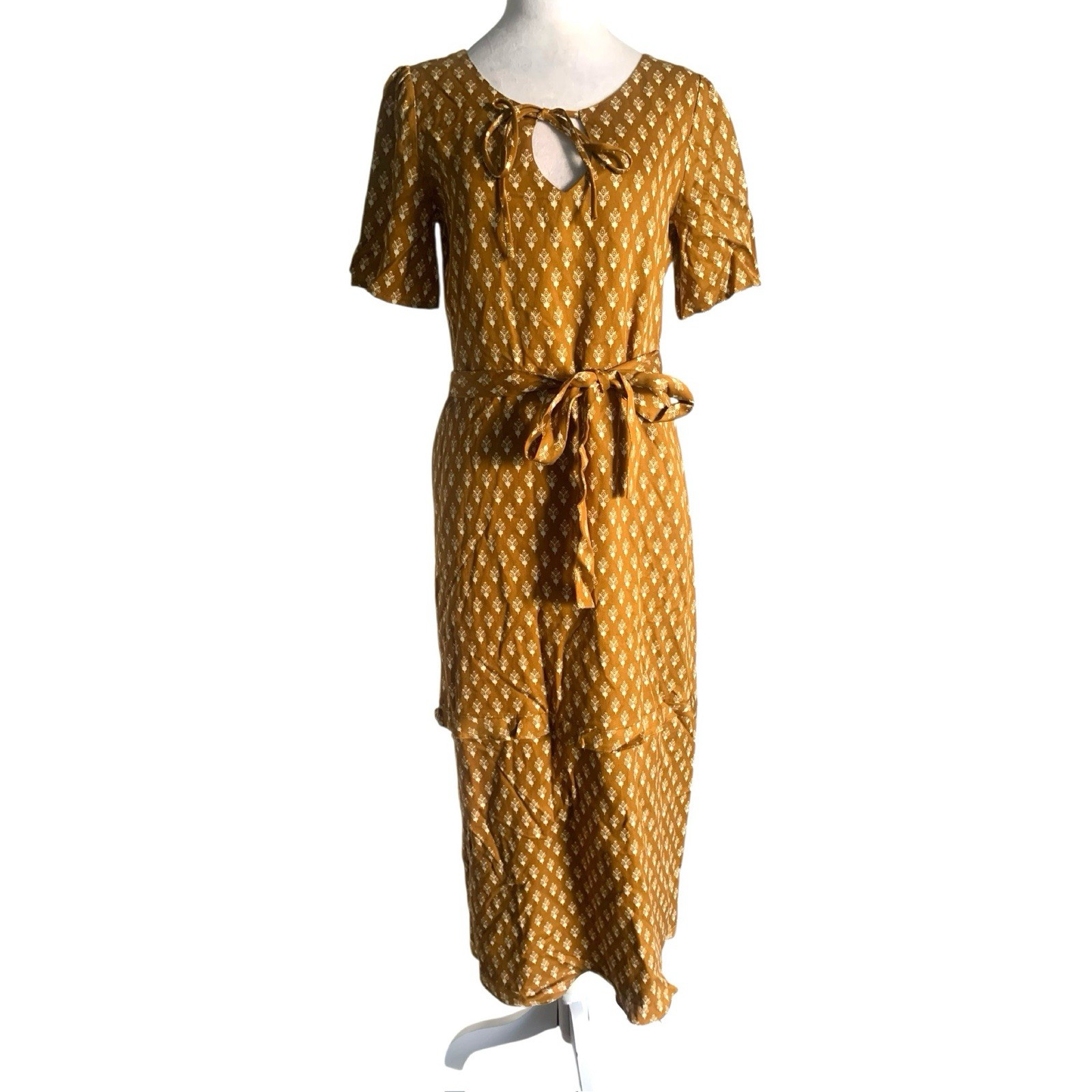 NWT VETTA Capsule Womens Small Gold Print The House Dress Haven Convertible Maxi