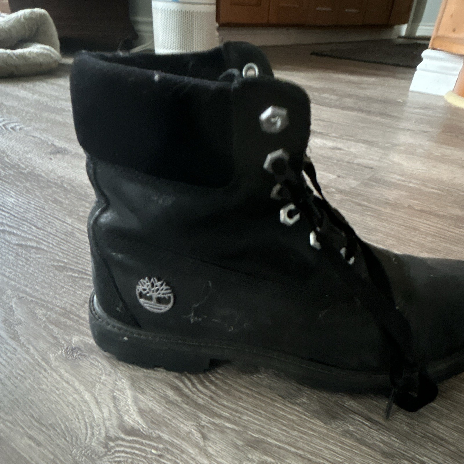 Timberland Men’s Black Leather Lace-Up Ankle Work Boots US 9 M Rubber Sole