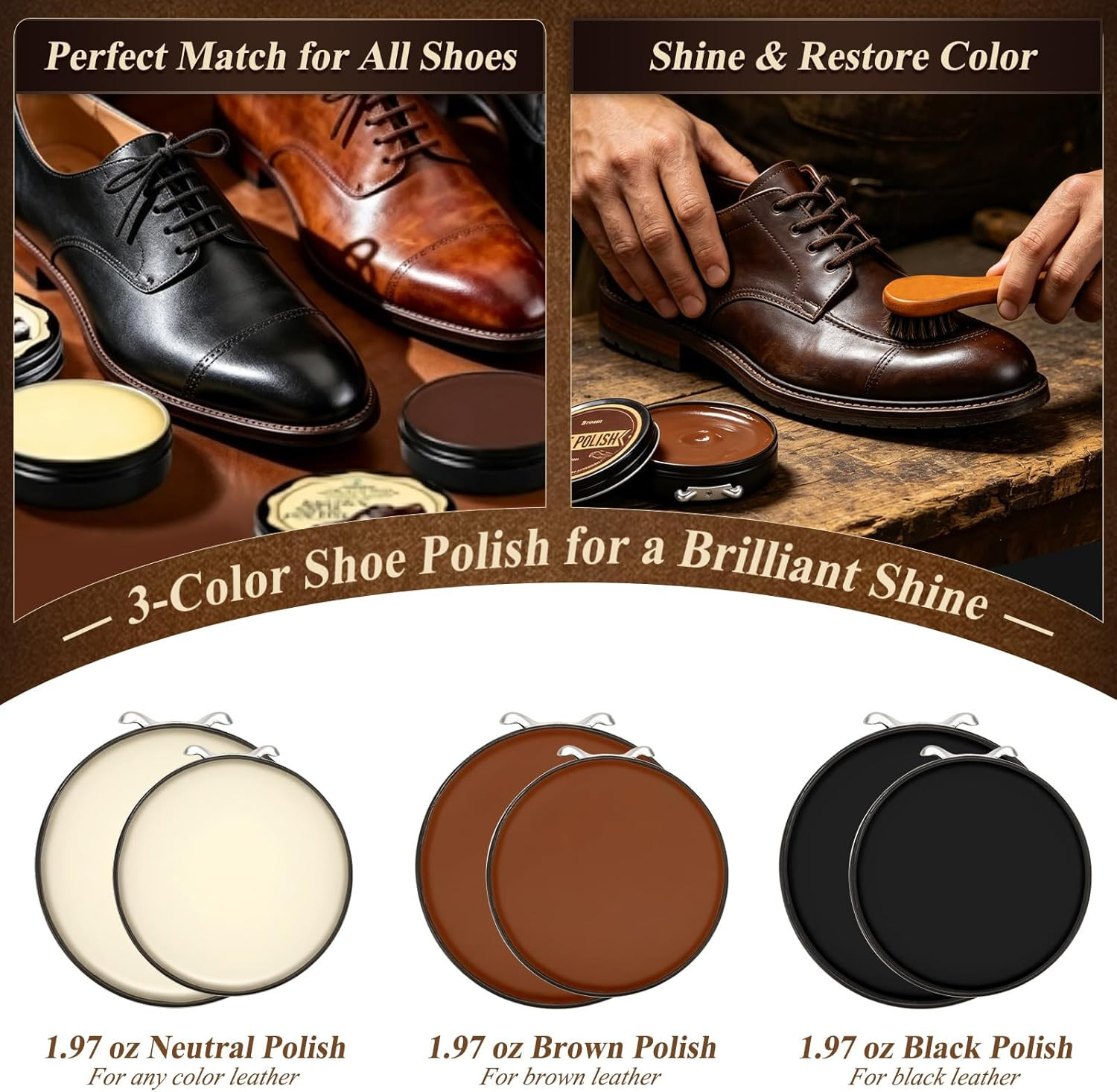 Shoe Care Kit 16 Pc Shoe Shine Kit Leather Polish Mink Oil Brush Cleaning Set