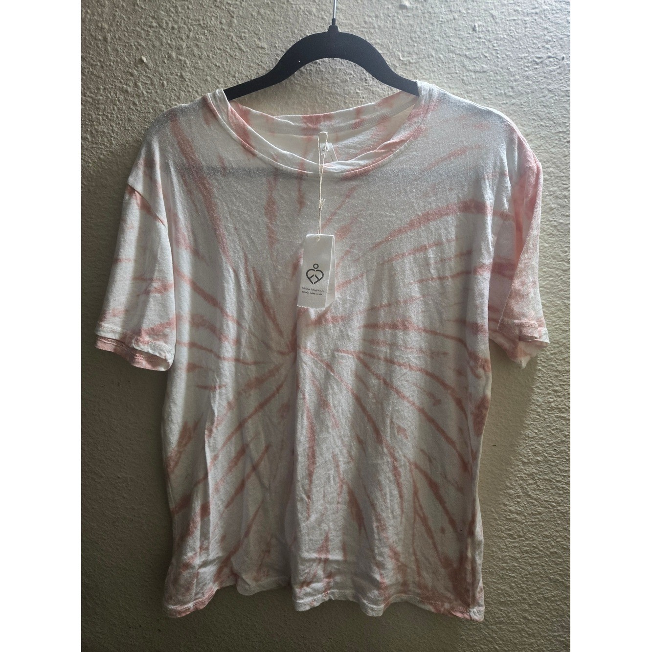 White and Pink Swirl Tie-Dye Short Sleeve Tee NWT.