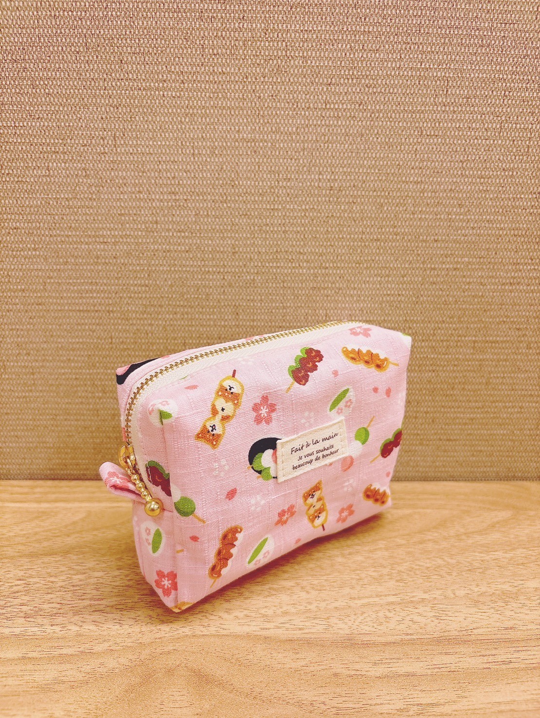 Shiba Inu Zipper Pouch – Handmade Cotton Dango Sakura Small Bag Made in Japan