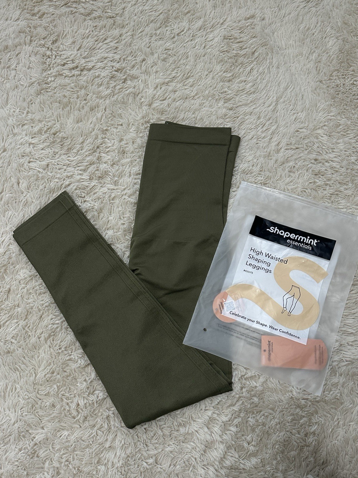 Shapermint Essentials High Rise Compression Leggings Olive Green Womens Small/Md