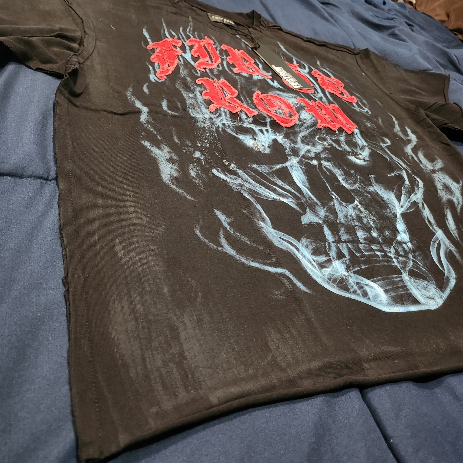 🔥 First Row “Wake Up and Be Fierce” Skull Flame Tee 🔥