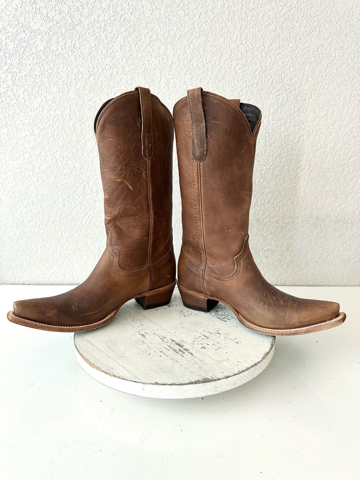 Lane EMMA JANE Brown Cowboy Boots Western Cowgirl Mid Calf Tall Snip Toe 8.5