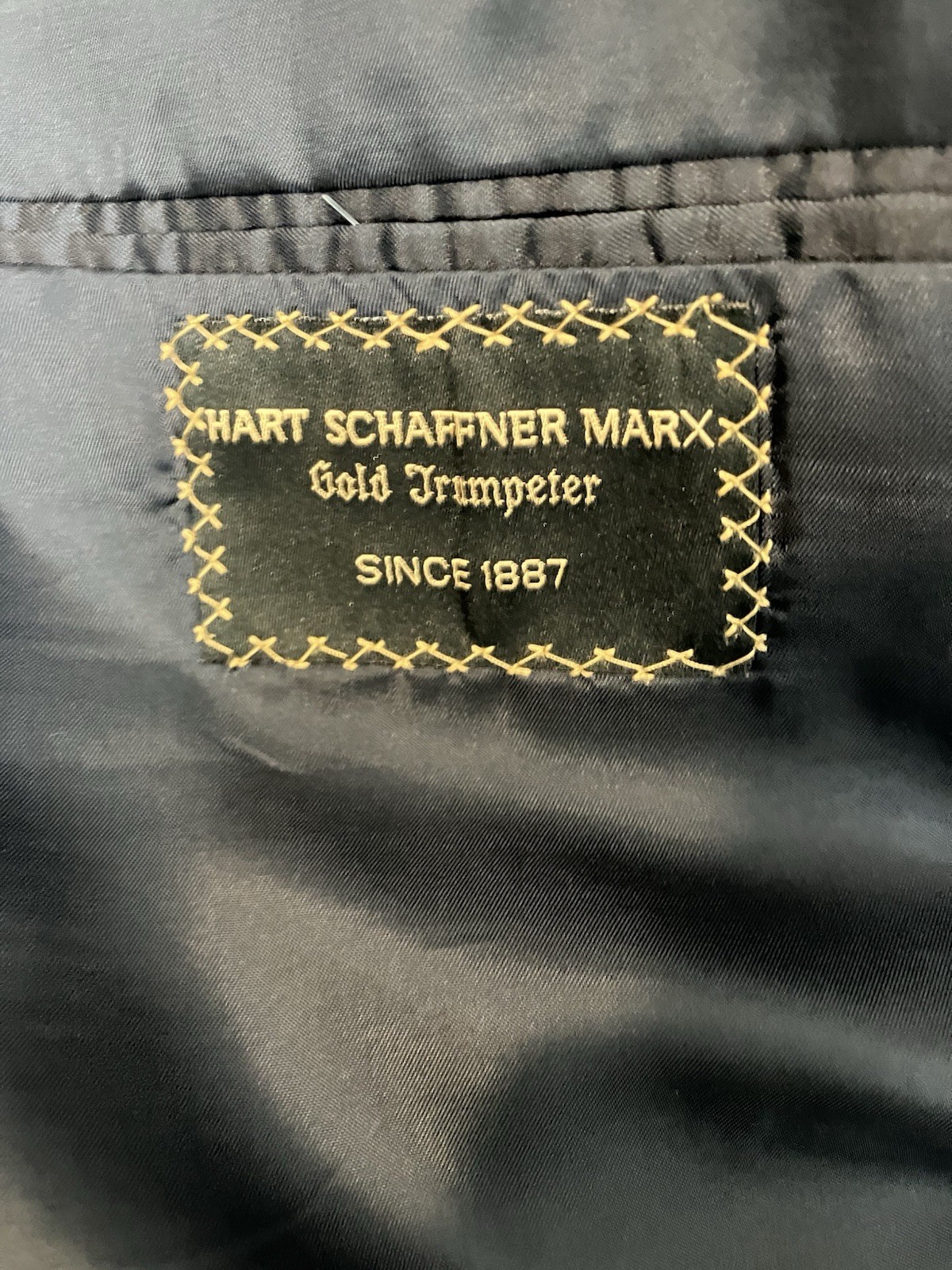 Hart Schaffner Marx Gold Trumpeter Wool Suit 41 Long / 34×30 USA Made Pleated