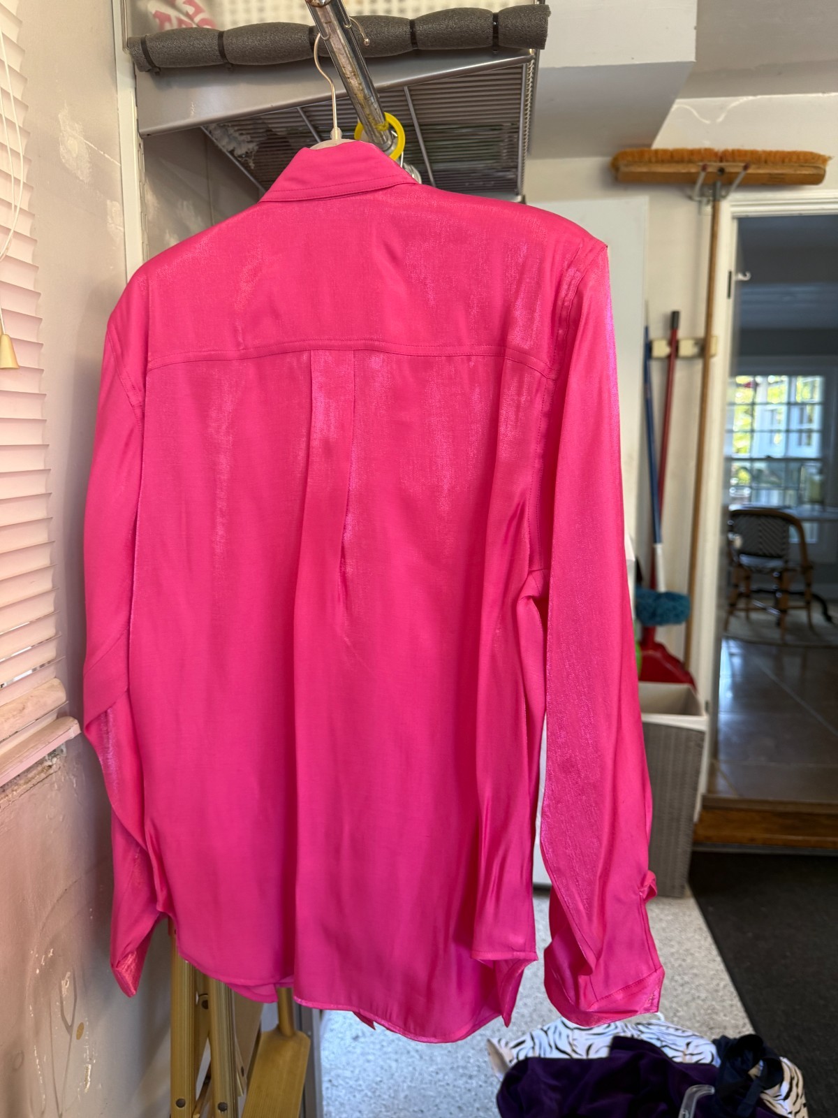 Sofia by Lorraine Wardy Fuchsia Satin Blouse Top NWT Small Jewel Buttons Career
