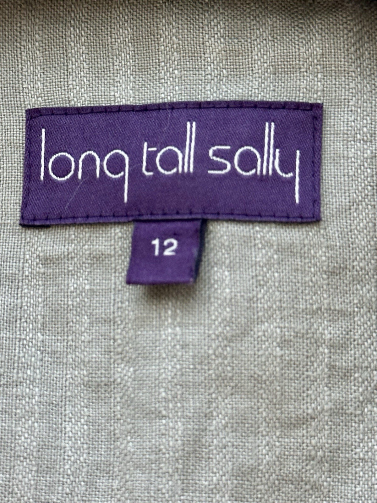 Long Tall Sally Olive Green 100% Linen Pinstripe Blazer UK 12 VGC Fully Lined