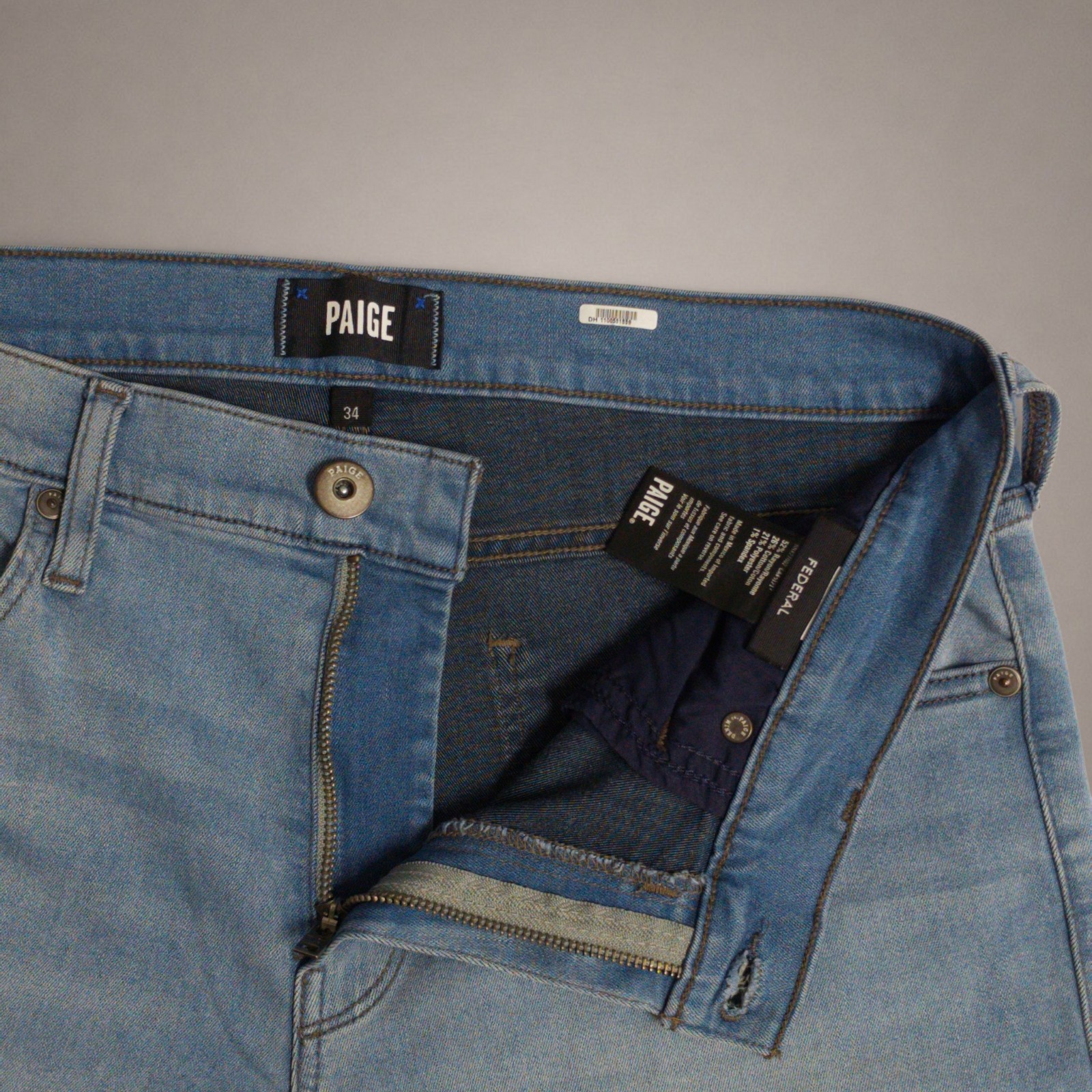 PAIGE Federal Men’s Jeans 34×33 Eberheart Light Blue Slim Straight