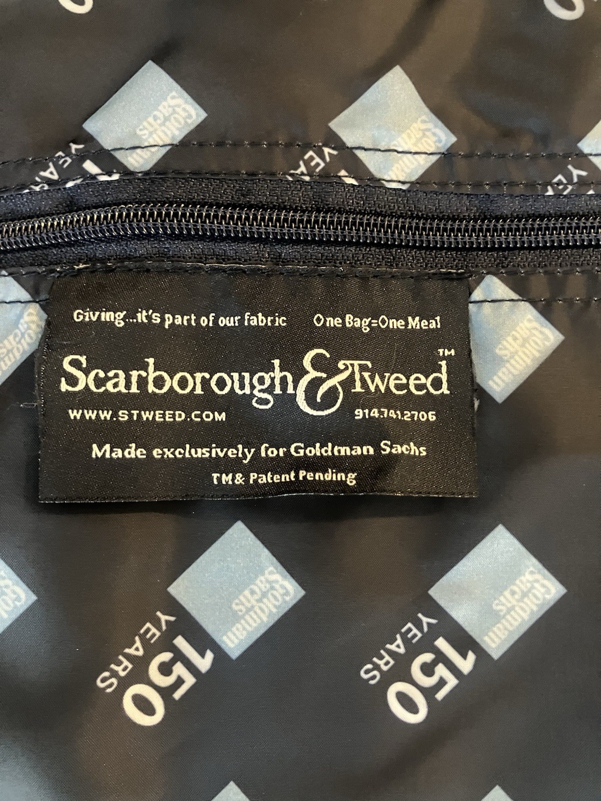 NEW Scarborough&Tweed Goldman Sachs 150 Year Canvas Duffel Garment Bag Dust Bag