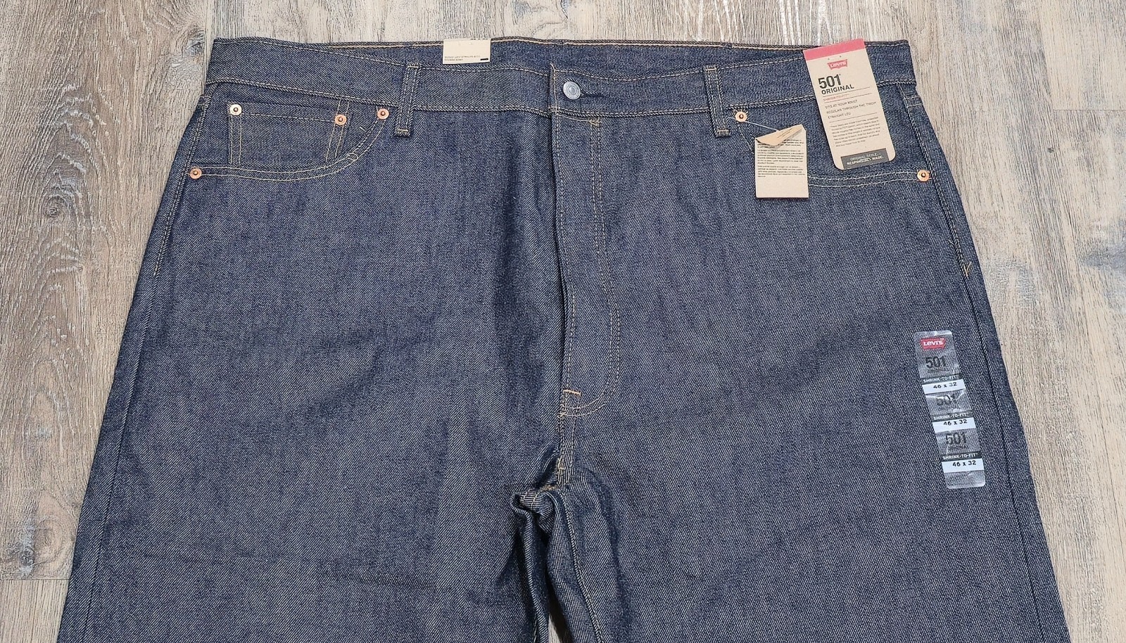 NWT Levi’s 501 Original Shrink-To-Fit Men’s Jeans Dark Wash 46×32 Rigid Straight