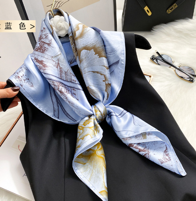 100% Silk Mulberry Scarf Neckerchief petals Print Square Shawl Bandanna 35” new