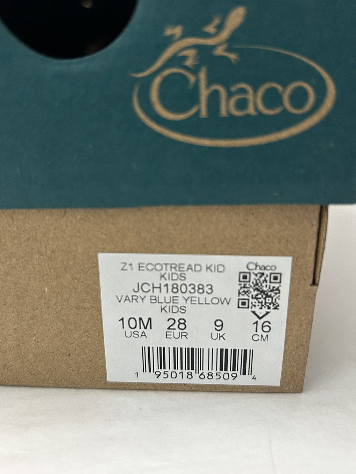 New Chaco Z1 Ecotread Unisex Kid’s Sport Sandals blue Yellow size Youth 10M