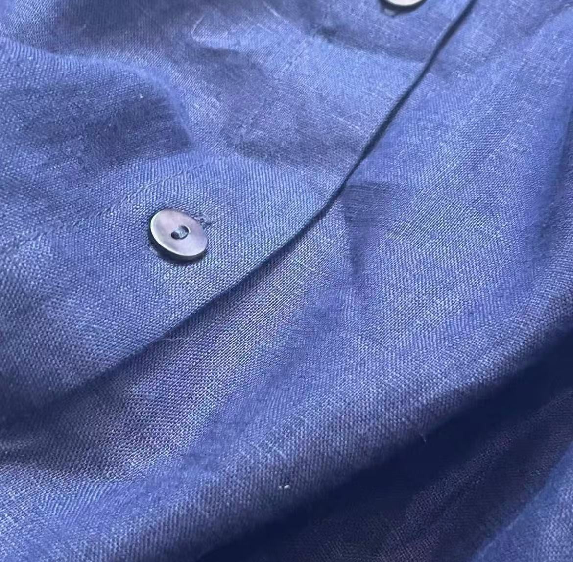 Eileen Fisher Washed Organic Linen Delave Mandarin Collar Shirt Size 1X