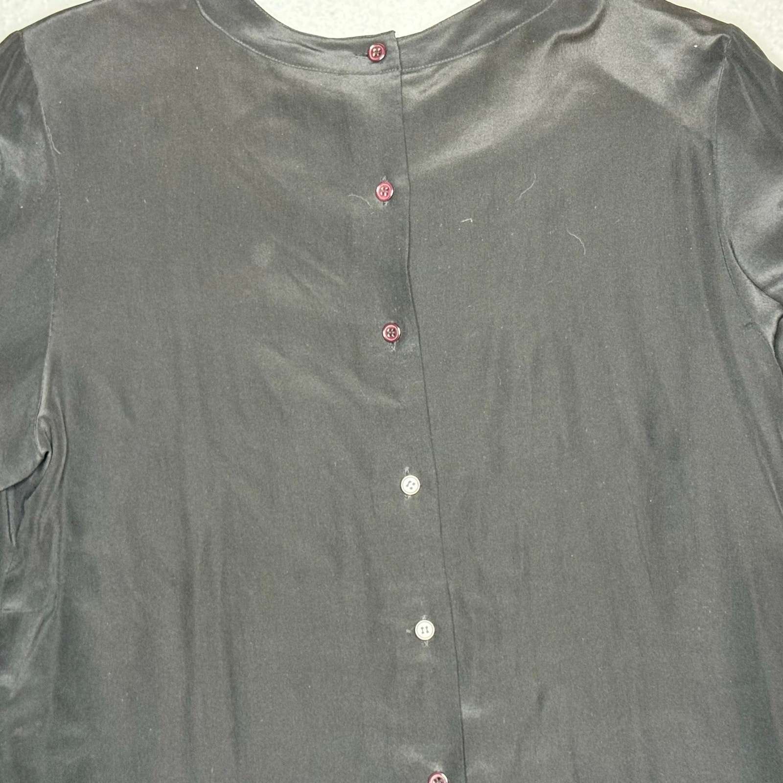 Vintage 100% Silk Pleated 80’s Style Blouse Button Down Back Old Money – Sz 8