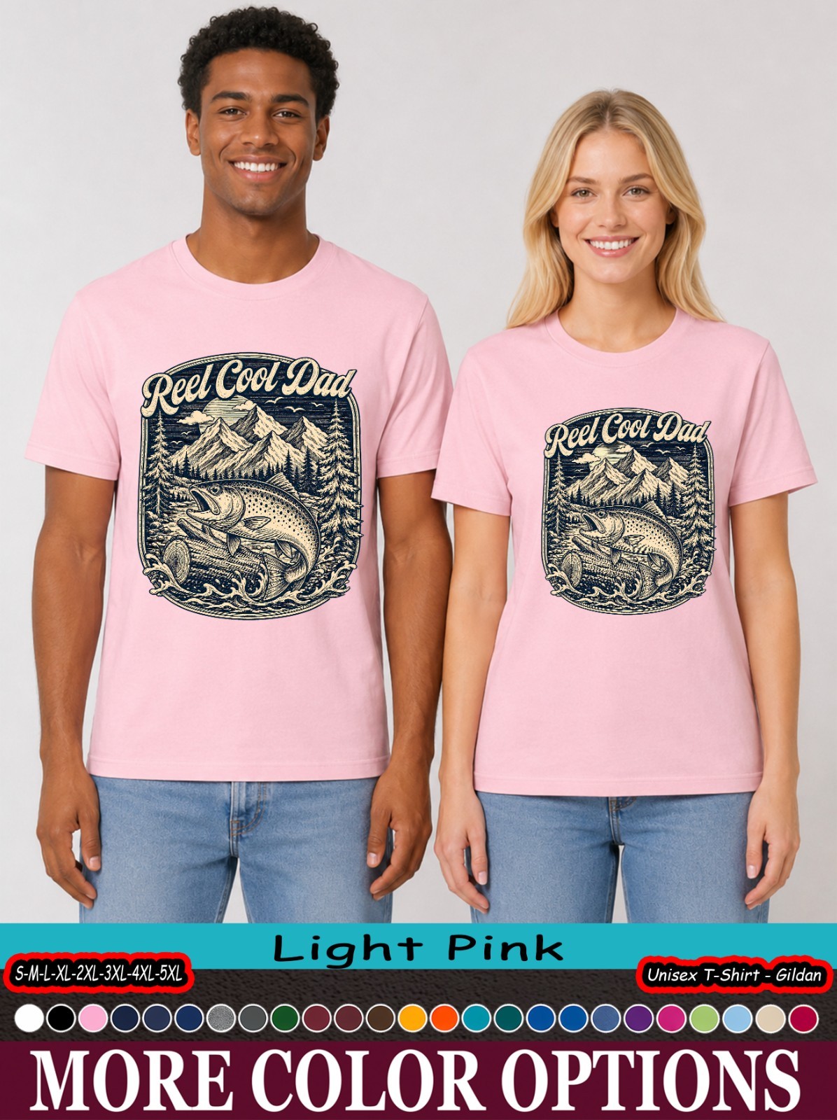 Reel Cool Dad Mountain Fish T-Shirt, Vintage Trout Outdoor Gift