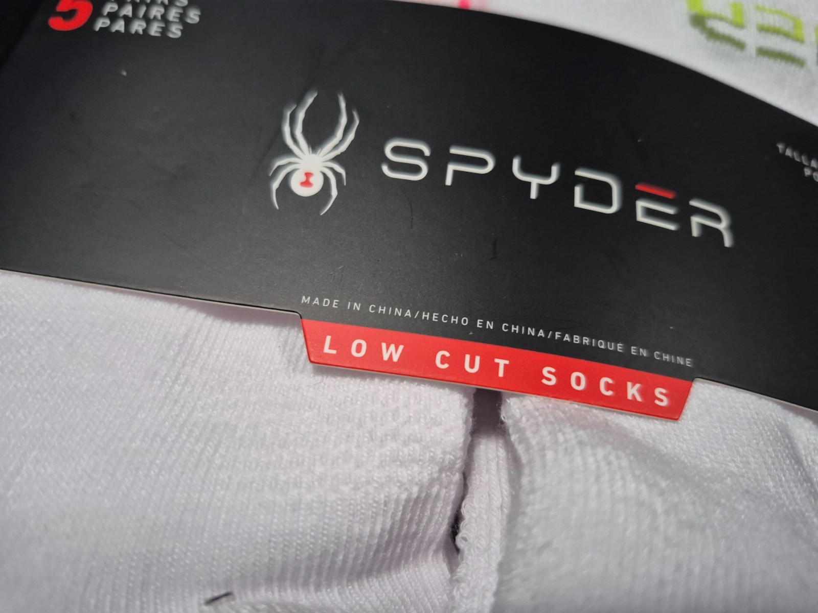 Spyder Low Cut Socks Women SZ 4-10 White 5 Pairs Sports Logo Half Cushioned