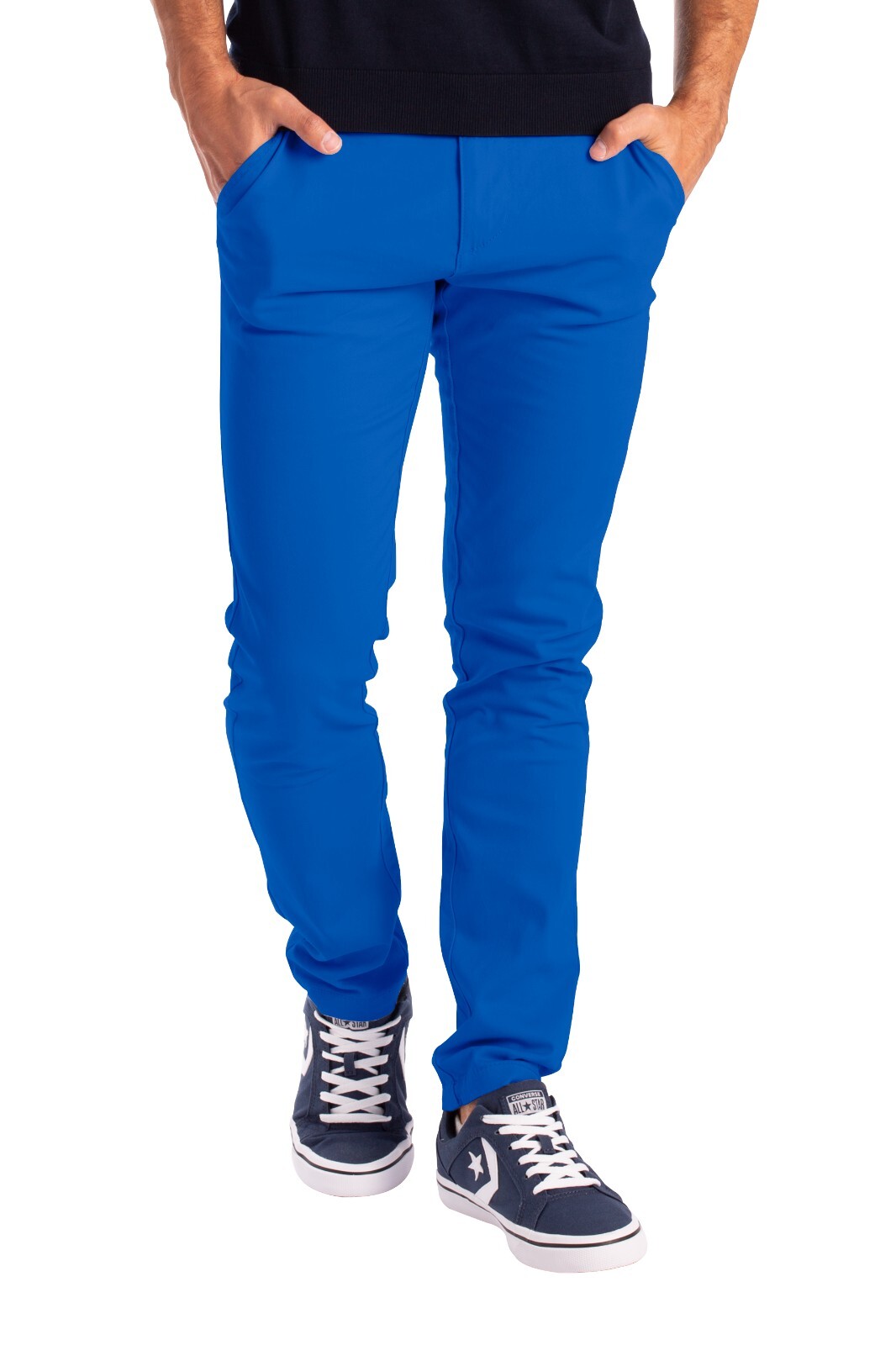 Mens Stretch Skinny Slim Fit Chino Pants Flat Front Casual Super Spandex Trouser