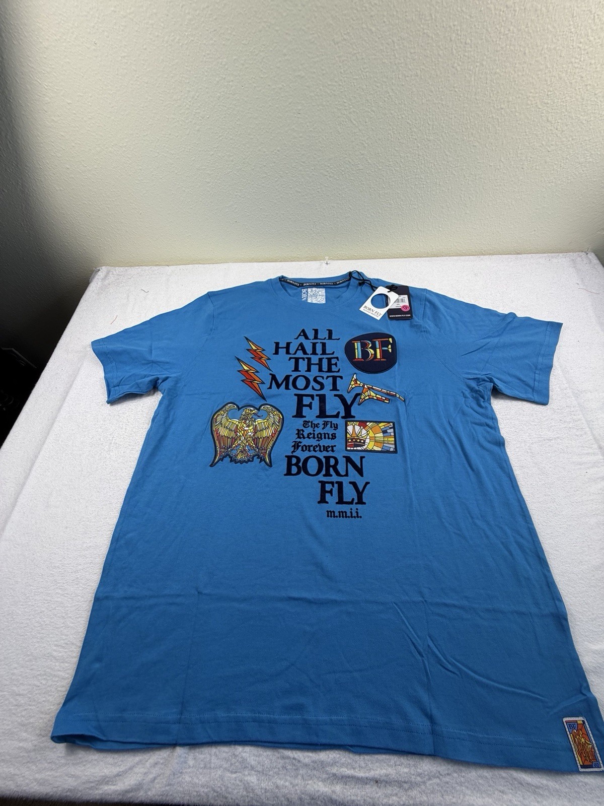 BORN FLY-sz 2XL Blue All Hail Brand New Mens Shirt $38.00 On Tags