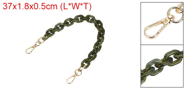 15″ Acrylic Chain Purse Strap Replacement Luxury Handbag Strap Dark Green/White
