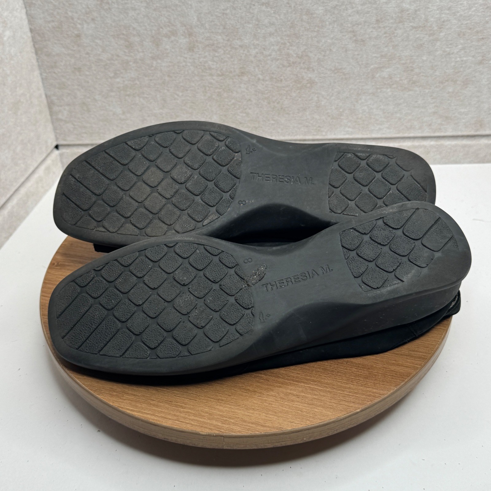 Theresia M. Black Suede Leather Slingback Comfort Sandals Size UK 8 10 US