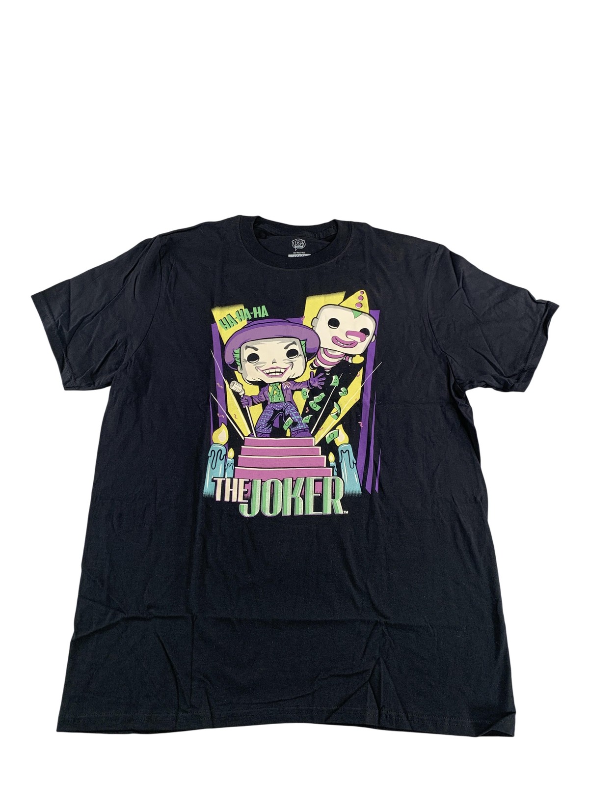 Funko Pop Tees Shirt Mens Large Black The Joker DC Comics Batman Graphic Tee 100