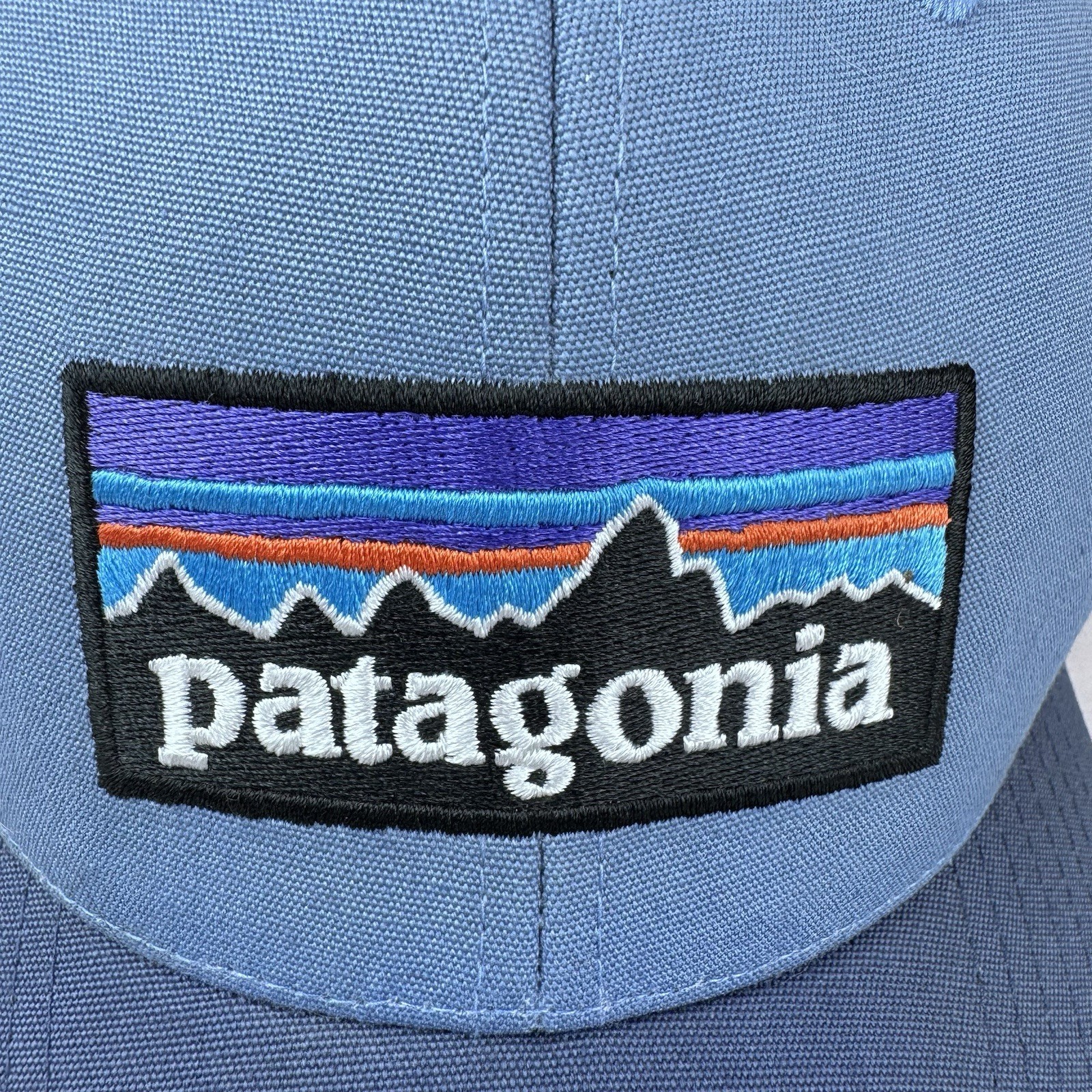 Patagonia P-6 Logo LoPro Trucker Hat Snapback 2 Tone Blue White Mesh