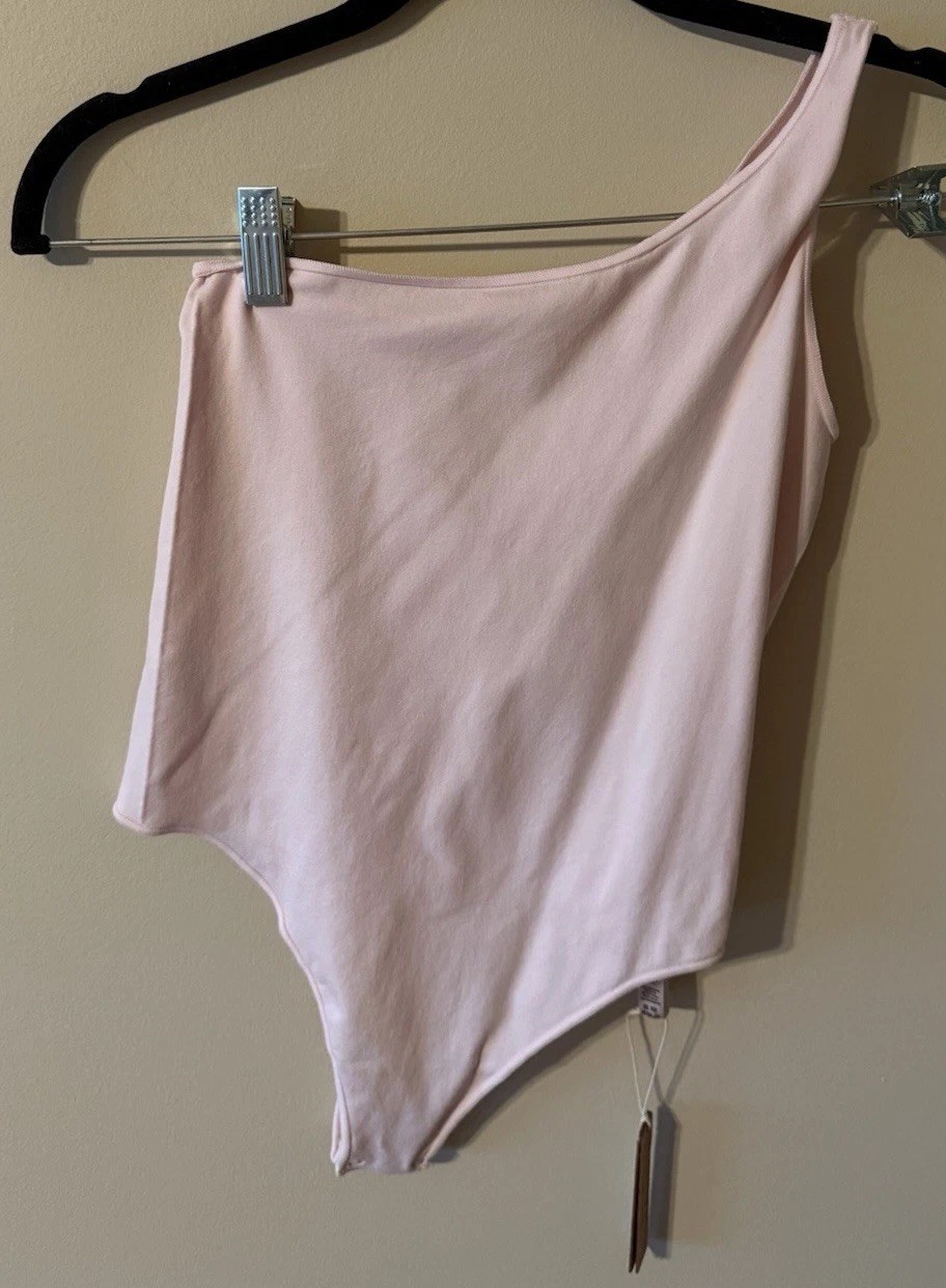 SKIMS One-Shoulder Opaque Stretch Bodysuit Moderate Compression Women’s S/M Pink