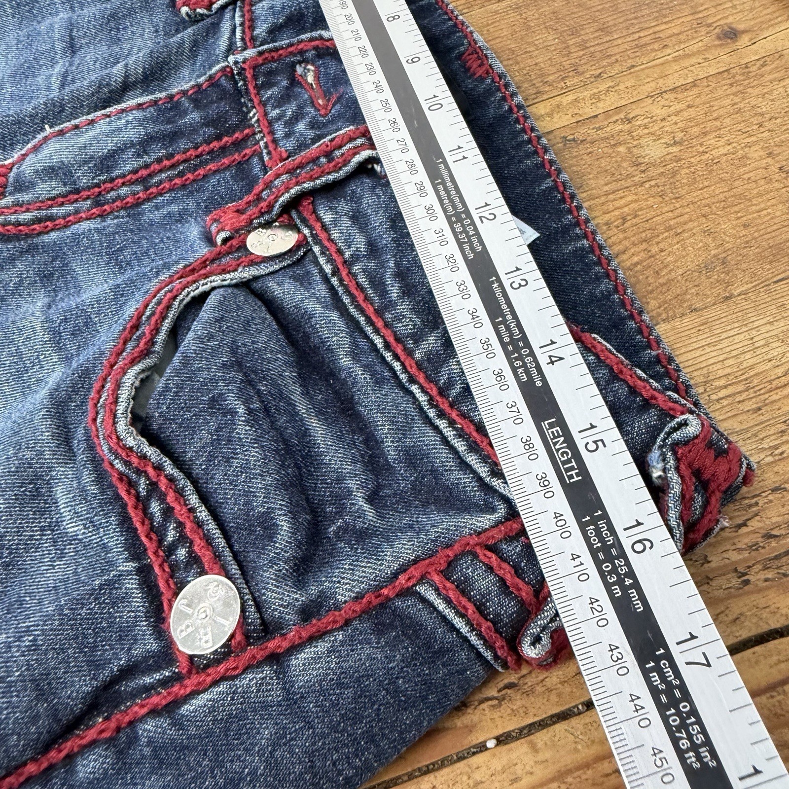 True Religion Men’s Ricky Relaxed Straight Jeans Red Rope Stiching
