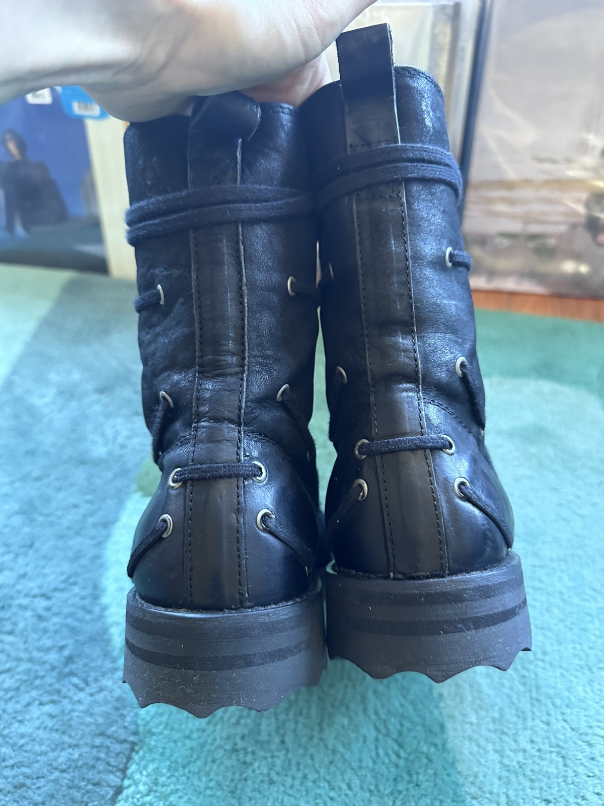 Fluevog NEARLY NEW Carlton MK1 Donohue black lace-up boot w/ lace detail W8/M6