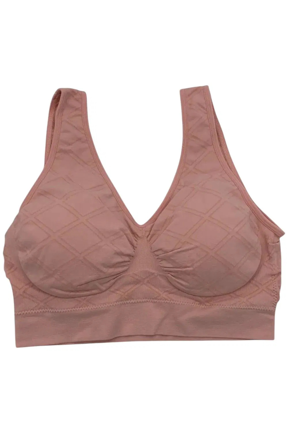 Rhonda Shear Women’s 2-pack Diamond Knit Seamless Ahh Bra Gray/Pink