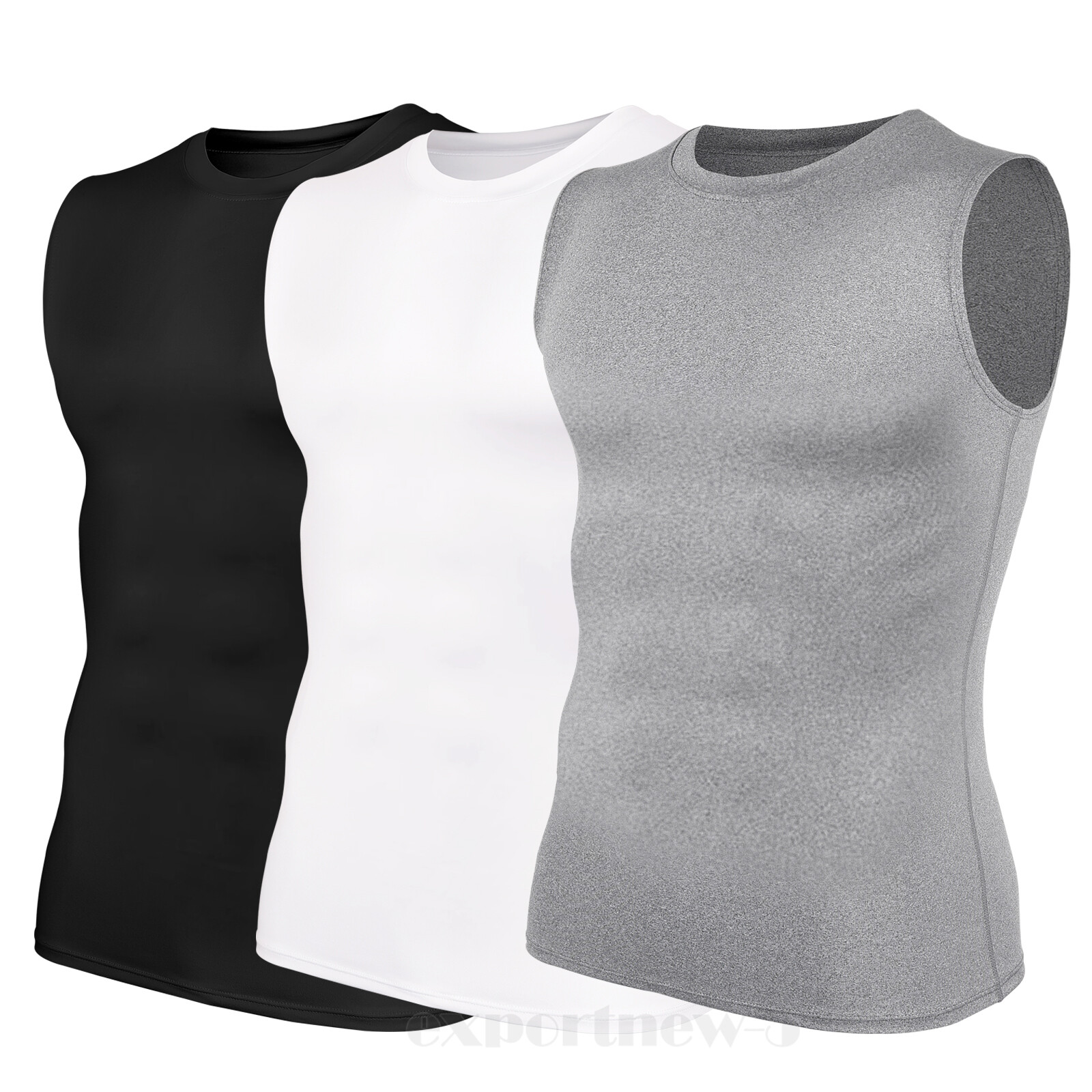 3PCS Mens Compression Sport Vest Tight Tank Base Layer Sleeveless Top Singlet