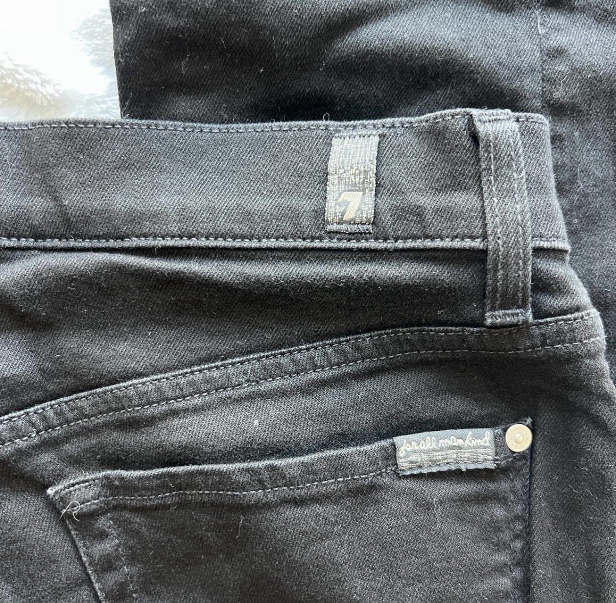 7 For All Mankind Men’s Black Stretch Straight Leg Denim Jeans Mid Rise