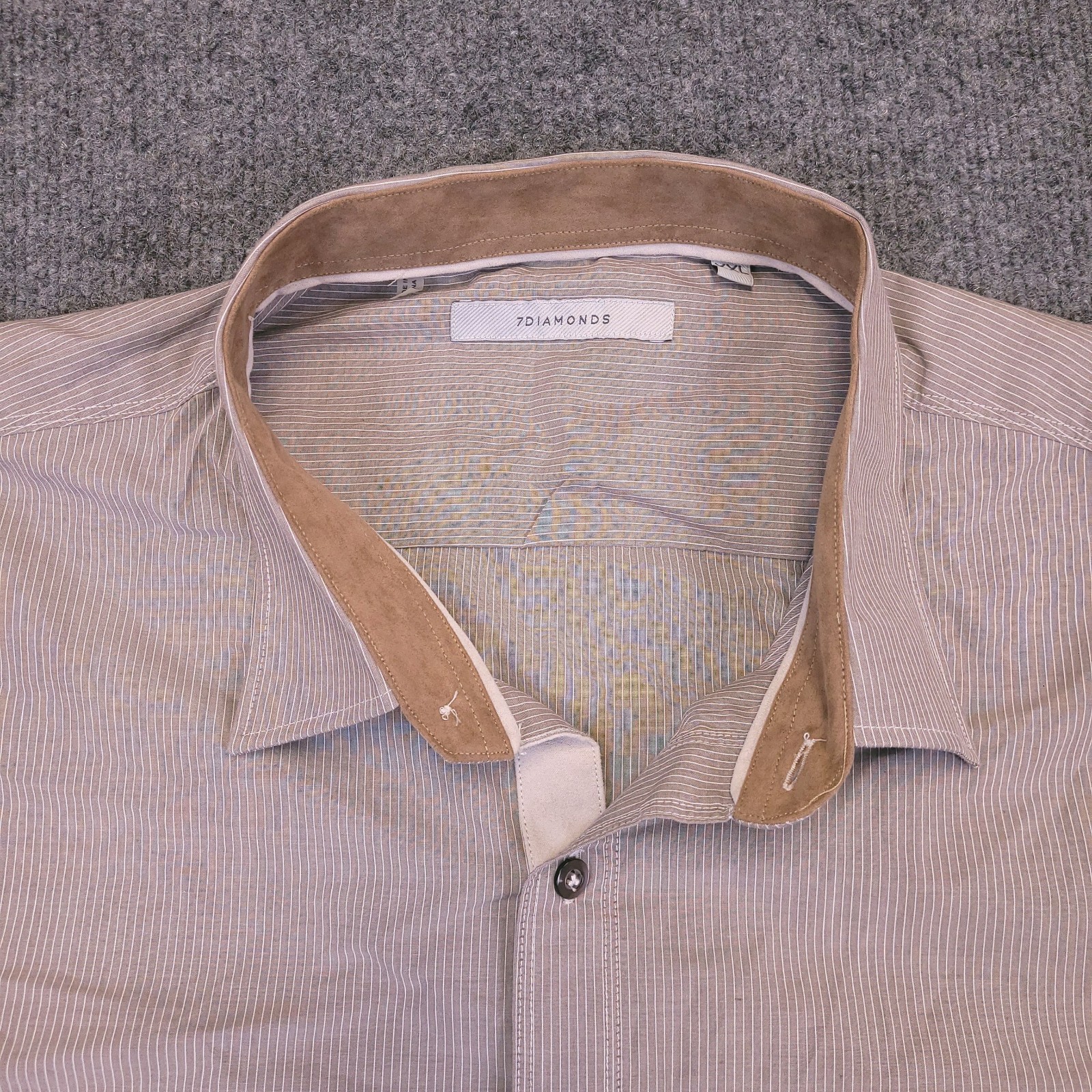 7D 7 Diamonds Radio Protector Fit 2XL Button Up Striped Flip Cuff Contrast Trim