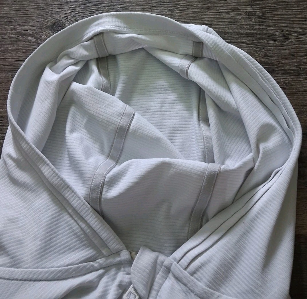 Athleta Girl Sunny Days Jacket Size XL/14 White Hooded Full Zip Activewear Logo