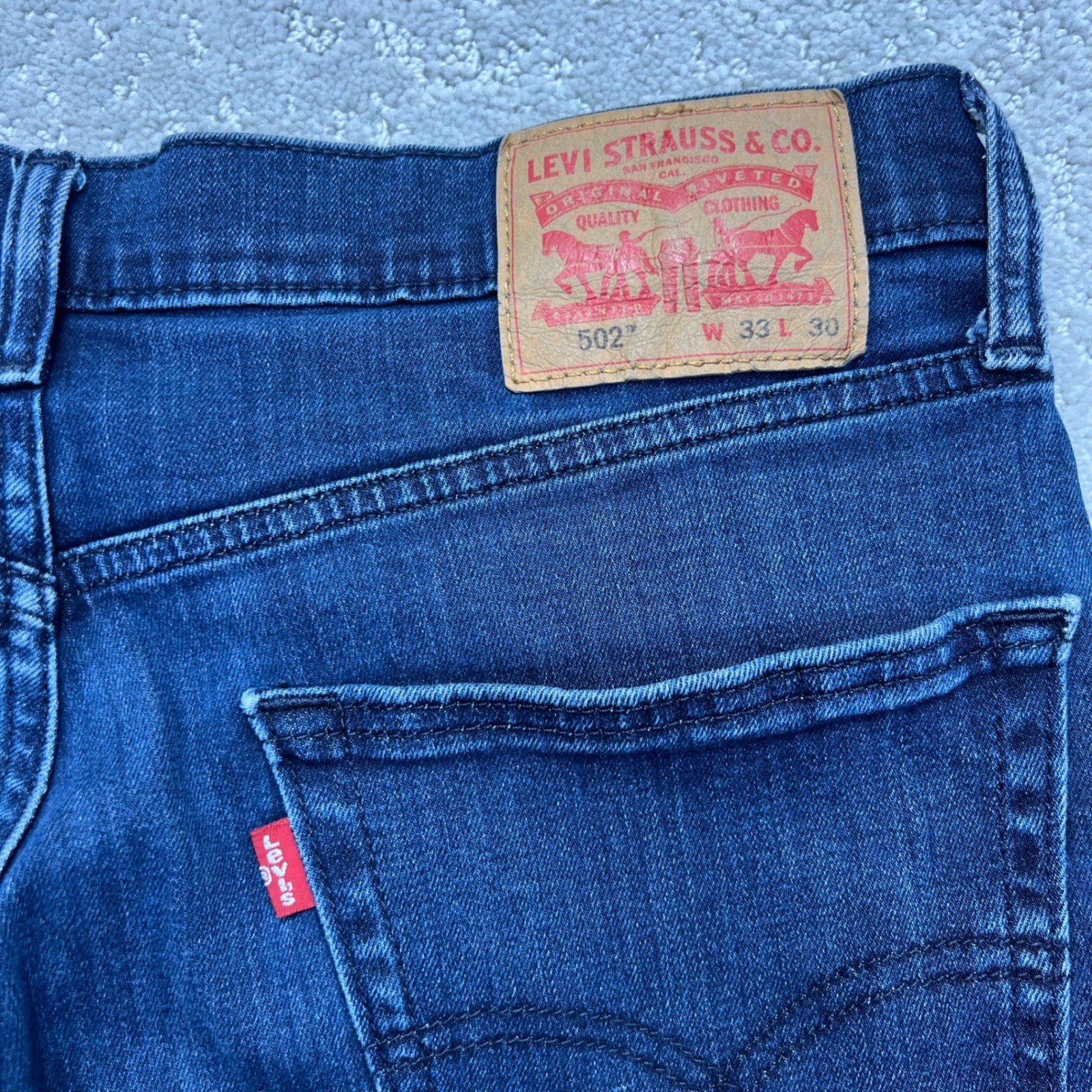 Levis 502 Jeans 33×30(34×28) Regular Taper Blue Denim Stretch All Seasons Tech