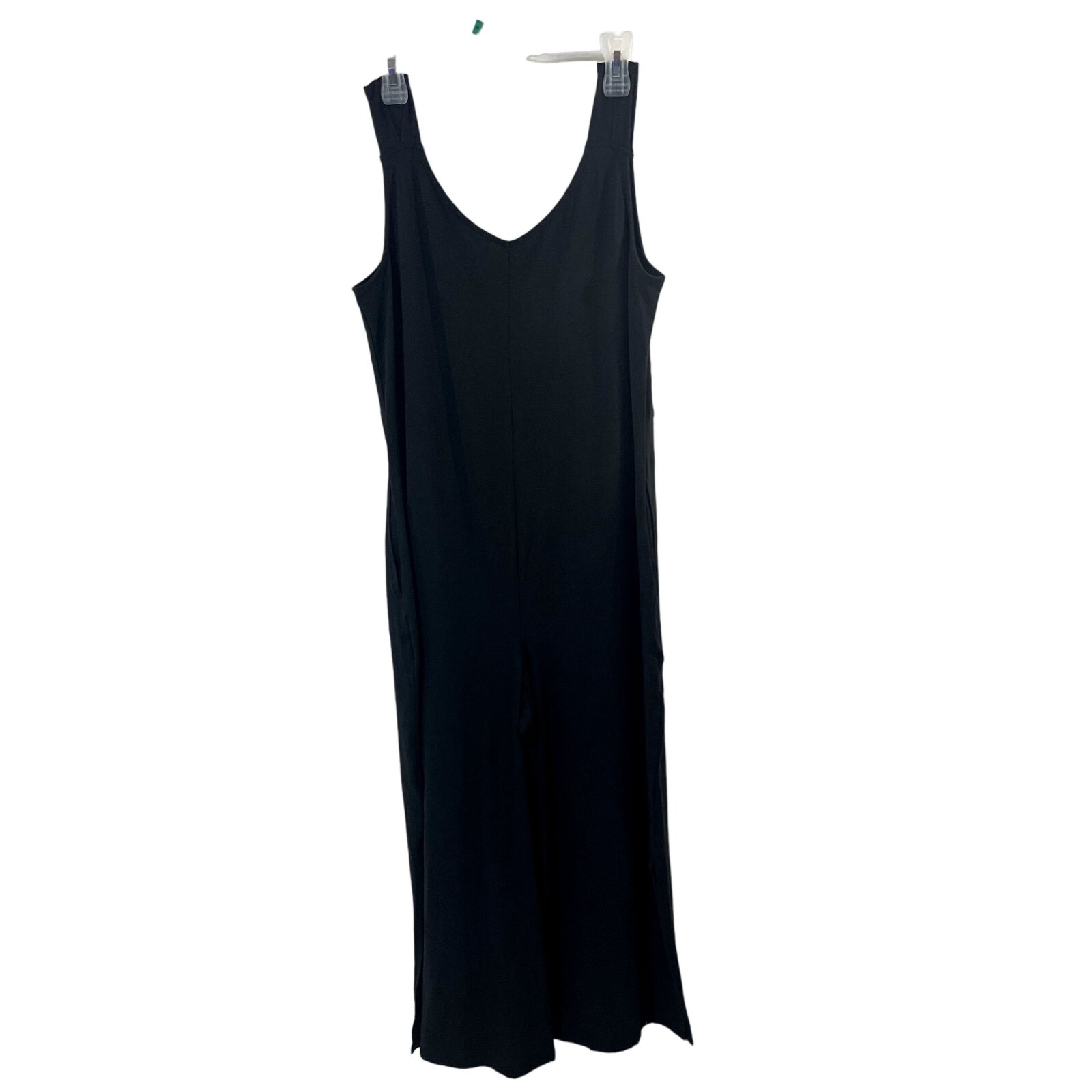 Cuddl Duds Regular Wide Leg Flexwear v-Neck Jumpsuit Black Medium A587647